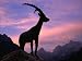 Statue of Mythical Chamois Zlatrog at Sunrise in Pisnica Valley, Gorenjska, Slovenia Photographic Poster Print by Grant Dixon, 18x24