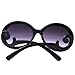 Top Plaza Women Sunglasses Retro Style, Butterfly Clouds Arms Semi-Transparent Round Vintage Sunglasses,Gentle Sunglasses, 4 Colors (Black Frame + Grey Gradient Lens)