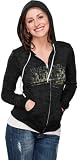 Purdue Boilermakers Women's Black Burnout Full Zip Hooded Sweatshirt