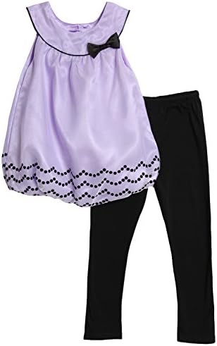 Angel Face Little Girls' 2 Piece Purple Sleeveless Bubble Top Leggings Set