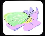Decorated Mouse Pad with green, insect, antennae, butterfly, pink