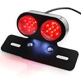 High Visible Universal Fit Cafe Racer ATV Dual Lens 12V LED White Red Motorcycle Brake Tail Light Lamp Integrated Number License Plate Frame Bracket For Harley Davidson Cruiser Chopper Suzuki Honda Kawasaki Yamaha BMW Scooter Vesp Moped