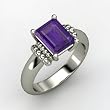 Emerald-Cut Amethyst Ring in 14K White Gold