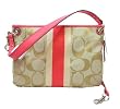 Coach Hamptons Weekend Signature Stripe Hippie Crossbody Bag 22418M Lt Khaki Bright Coral
