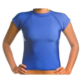 Beach Depot UPF 50+ Women's Cap Sleeve Rash Guard Shirt - Royal Blue