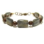 Kyanite Bracelet 02 Strand Blue Rectangle Copper Beaded Crystal Healing Gemstone