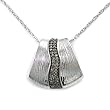 Sterling Silver Brown Diamond Swish Brushed Pendant (1/5 cttw)