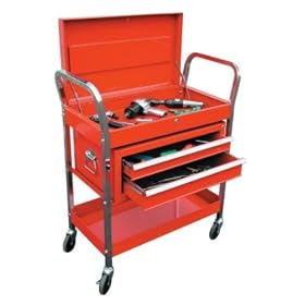 Advanced Tool Design Model ATD-7033 Two-Shelf, Two-Drawer Service Cart With Lid - Red by ATD Tools