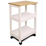 Catskill Craftsmen Utility Kitchen Cart/Microwave Stand, White Base with Natural Top
