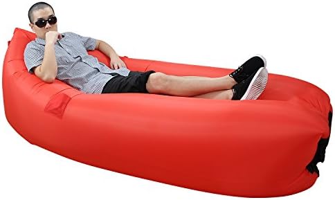 Doopro Inflatable Lounger Air Sleeping Bag Bed Lounger Air Mattress Couch Hammock Sofa bags Waterproof Compression Sacks for Outdoor Hiking Camping Beach Hangout Bag with extra Tent Peg (Red)