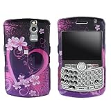 Purple Heart Snap on Hard Skin Cover Case for Blackberry Curve 8300 8310 8330 + Microfiber Cell Phone Bag