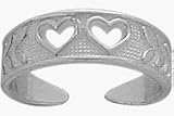 Genuine Sterling Silver Double Heart Toe Ring