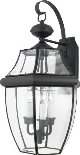 Quoizel NY8318K Newbury 3-Light Outdoor Wall Fixture, Mystic Black