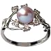 Entwining Vine Cultured Pearl Cubic Zirconia Ring in Platinum Overlay CAREFREE Sterling Silver, Lavender