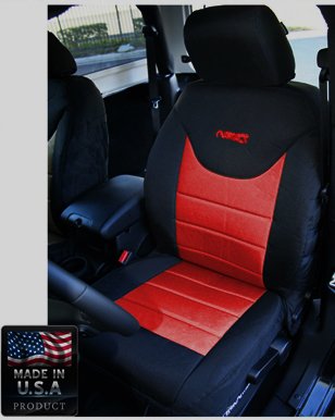 Trek Armor TAJKSC2013FPBR - 2013-16 Front Seat Covers (PAIR) Jeep Wrangler JK - Made in USA - BLACK/RED