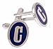 Silver plated and blue enamel initial C cufflinks with presentation box. Made in the U.S.A