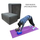 Yoga Block - 2 Pack (Black) 10 cm x 15 cm x 23 cm