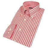 Bagutta Variegated Striped Rose Cotton Dress Shirt