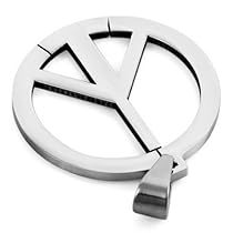Mens Silver Stainless Steel Peace Sign Pendant Necklace Mens Silver Stainless Steel Peace Sign Pendant Necklace