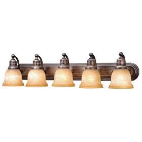 LaSalle - 5 Light Bathroom Vanity Lighting Fixture - Parisian Bronze - Amber Glass - B3206 by Vaxcel Lighting