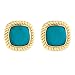 10k Yellow Gold Cushion Cut Turquoise Rope Trim Earrings