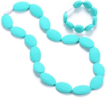 Baby Teething Necklace and Bracelet Bundle 2 Items (Turquoise)