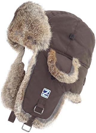 Cozy Z Winter Taslon Rabbit Fur Aviator Hat Size M/L Color Brown