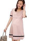 【TPGROWIN】 マタニティ ウェア ワンピース ドレス 肩出し 授乳口付き 出産 外出着 妊婦服 産前 産後 授乳服 着痩せ 上品 通勤 (XL, ピンク)