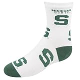 Michigan State Spartans White Juvenile 903 (6-8) All Over Team Logo Socks