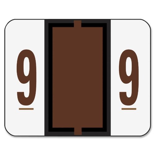Smead BCCRN Bar-Style Color-Coded Numeric Label, 9, Label Roll, Brown, 500 labels per Roll (67379)