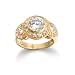 Sterling Silver Yellow Gold Overlay Cubic Zirconia Three Stone Ring by Cheline