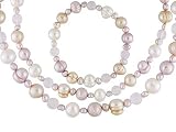 4-11MM NATURAL MULTI-COLOR PINK CULTURED FRESHWATER PEARL & ROSE QUARTZ NECKLACE & BRACELET SET