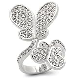 41LZ0z3BXhL. SL160  CUBIC ZIRCONIA RING   Pave Setting Big & Small Butterfly CZ Ring Reviews