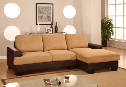 2 pcs Sectional Microfiber Sofa Set, Item#PACESETTER, Lighthouse Mocha/Pecos Saddle
