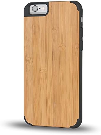 iPhone 6 Case,TaCity® Pure Bamboo Durable Polycarbonate Bumper Slim Cases for iPhone 6+9H Tempered Glass Screen Protector