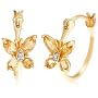 Yellow Gold Overlay Sterling Silver Citrine Butterfly Hoop Earrings w/ Diamond Accent