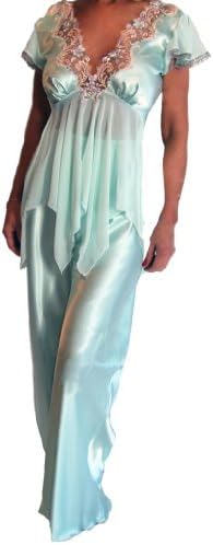 Jane Woolrich Lace Handmade Pajama Set S Green