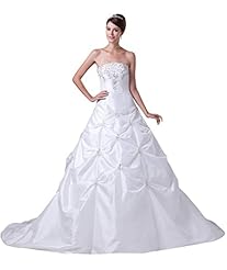 Strapless Draped Beaded Taffeta  Dress with a Chapel Train 