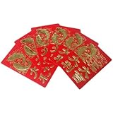 50-Pack "Great Luck and Great Benefits with Fortune Fish" Chinese New Year Hongbao / Lai See / Lucky Money Red Envelops (HB-5 US)