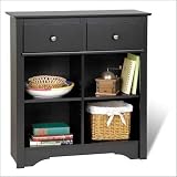 Sonoma Buffet Table with 2 Drawers in Black Finish By Prepac Furniture