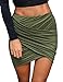 Allegrace Women Sexy Wrap Runched Stretch Draped Short Mini Pleated Skirts Army Green M