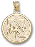 Nebraska Cornhuskers Solid 10K Gold ''N HUSKERS'' Round Pendant