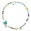 Butterfly and Flowers Gemstone Necklace with Citrine, Amethyst, Prehinite, Turquoise, and Yellow Opal Beads in a 17 1/4" Length, #7815