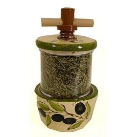 Click here to buy Ceramic Provence Olive design herb mill with herbs French by PD.