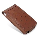 Piel Frama クラシックスタイル iPhone 4/4S用牛革レザーケース-オーストリッチ スナップクロージャー ブラウン U524AV