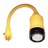 Marinco 115A Marine Electrical Shore Power Pigtail Adapter (15-Amp 125-Volt Straight Blade Male with Locking Screw to 50-Amp 125-Volt Locking Female with Sealing Collar System, Yellow)