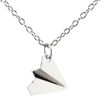 Silver Tone Paper Airplane Pendant Necklace Chain Included Fashion New Gifts