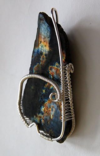 Bright and Beautiful Labradorite Necklace - Sterling Silver - One of a Kind Wire Wrap Pendant - Rainbow Shades and Fiery Labradorescence