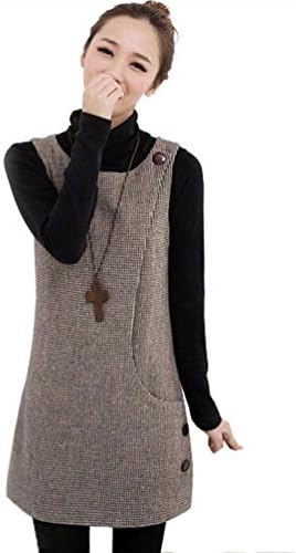 Feelmaker women's fall winter woolen plaid dress jumper skirts