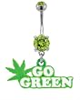GO GREEN POT LEAF BELLY RING